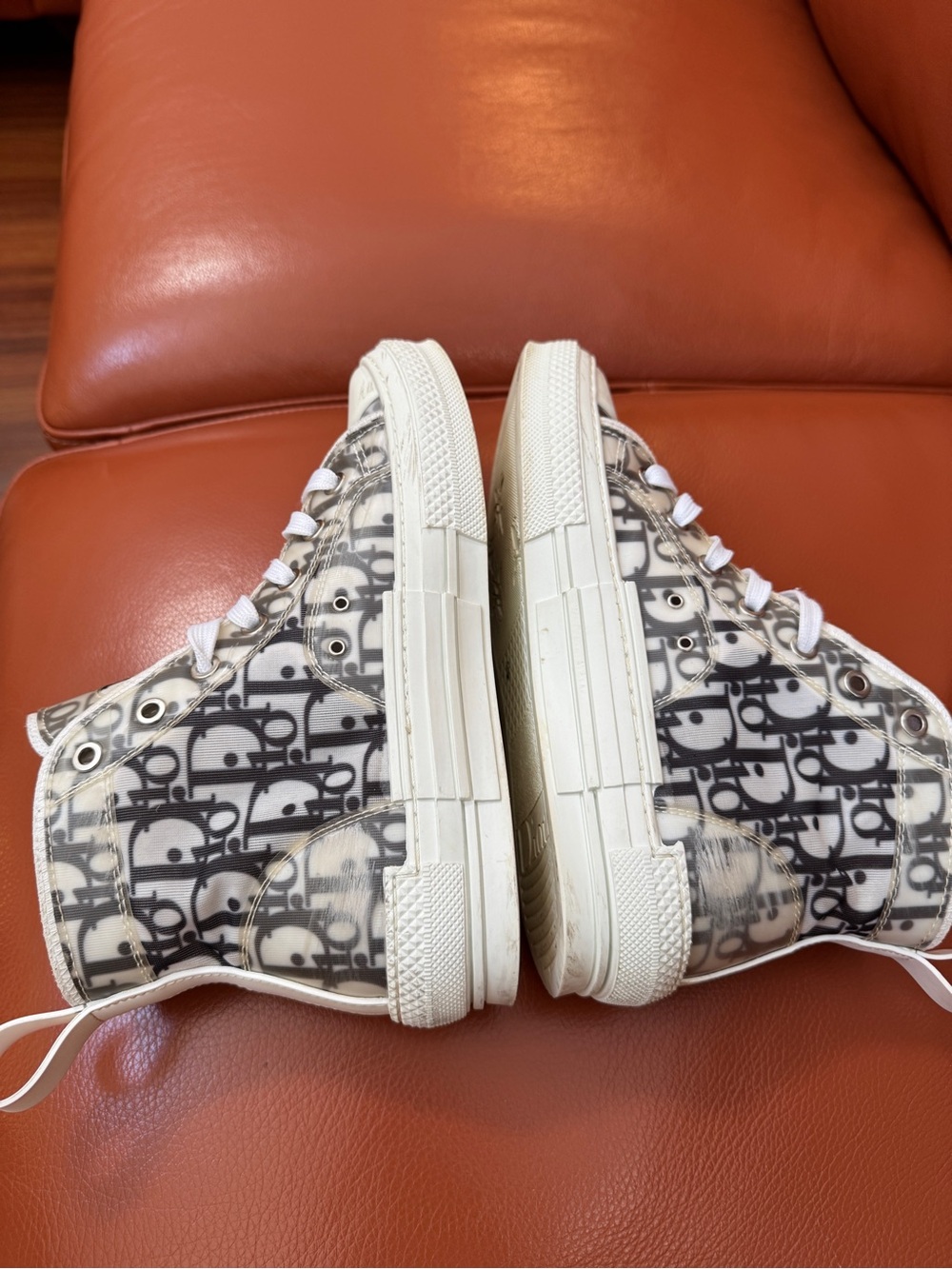 Dior Black & White Oblique High-Top Sneakers, - Picture 3 of 9